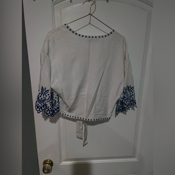 Lovers + Friends White Top with Blue Accents - Picture 8 of 8